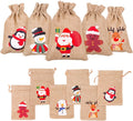 DERAYEE 12 Pieces Line Jute Drawstring Gift Bag Christmas Party Burlap Bag Candy Pouch Snack Sack for kids Xmas Party Favors