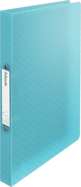 Esselte Ring Binder, 140 Sheet Capacity, 25mm Spine, 2 Ring A4 Folder, Soft Cover File, Home/Office Use, Embossed Pattern, Colour'Breeze Range, Blue, 626242