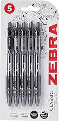 Zebra Pen Z Grip Black Ballpoint, Smooth & Comfortable Pens With Pocket Clip, Retractable Ballpoint, Reliable Black Biro Pens Multipack For Everyday Use - Black Ink, Medium Point