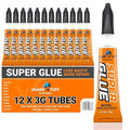 12 Pack - Strong Superglue All Purpose General Strong Instant Repair Toughest Adhesive Super glue Gel For Plastic Rubber Leather Shoes Metal Ceramic & More