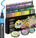 NICETY 58 Colours Acrylic Paint Pens - 3mm Medium Tip Paint Markers Rock Painting Pens for Stone Glass Wood Porcelain Ceramic Fabric - Water Based Acrylic Pens for Adults