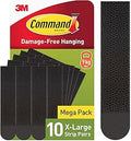 Command Picture Hanging Strips, Black, X-Large, 10 Pairs (20 Strips) - Adhesive Strips - for Pictures, Frames, Mirrors, Wall Decor - Damage Free Hanging