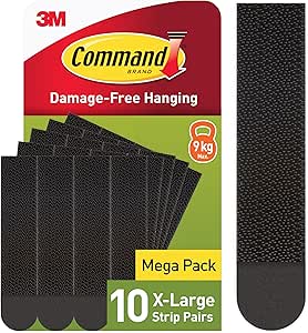 Command Picture Hanging Strips, Black, X-Large, 10 Pairs (20 Strips) - Adhesive Strips - for Pictures, Frames, Mirrors, Wall Decor - Damage Free Hanging
