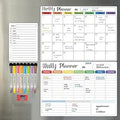 Hivillexun 3-Pack Magnetic Dry Erase Calendar Whiteboard Set for Fridge, Wall & Refrigerator Organisation – Monthly, Weekly & Daily Planners – Includes 8 Markers & Eraser