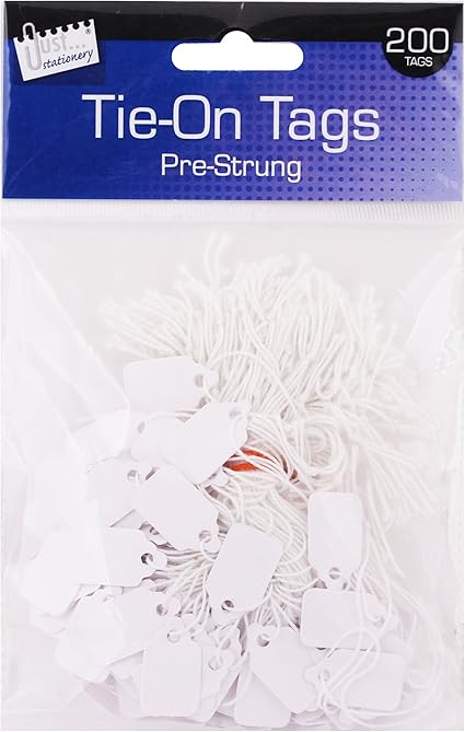 Just stationery 13 x 20 mm Pre Strung Tag (Pack of 200), White, 4257.0