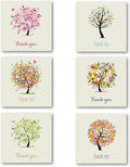 Thank You Cards Multipack of 24. Each Greeting Cards Pack includes 6 Tree designs. 115 x 115mm. Blank Inside. Envelopes included. Made in UK.