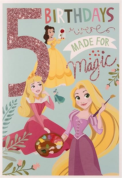 Hallmark Age 5 Birthday Card - Disney Princess Design
