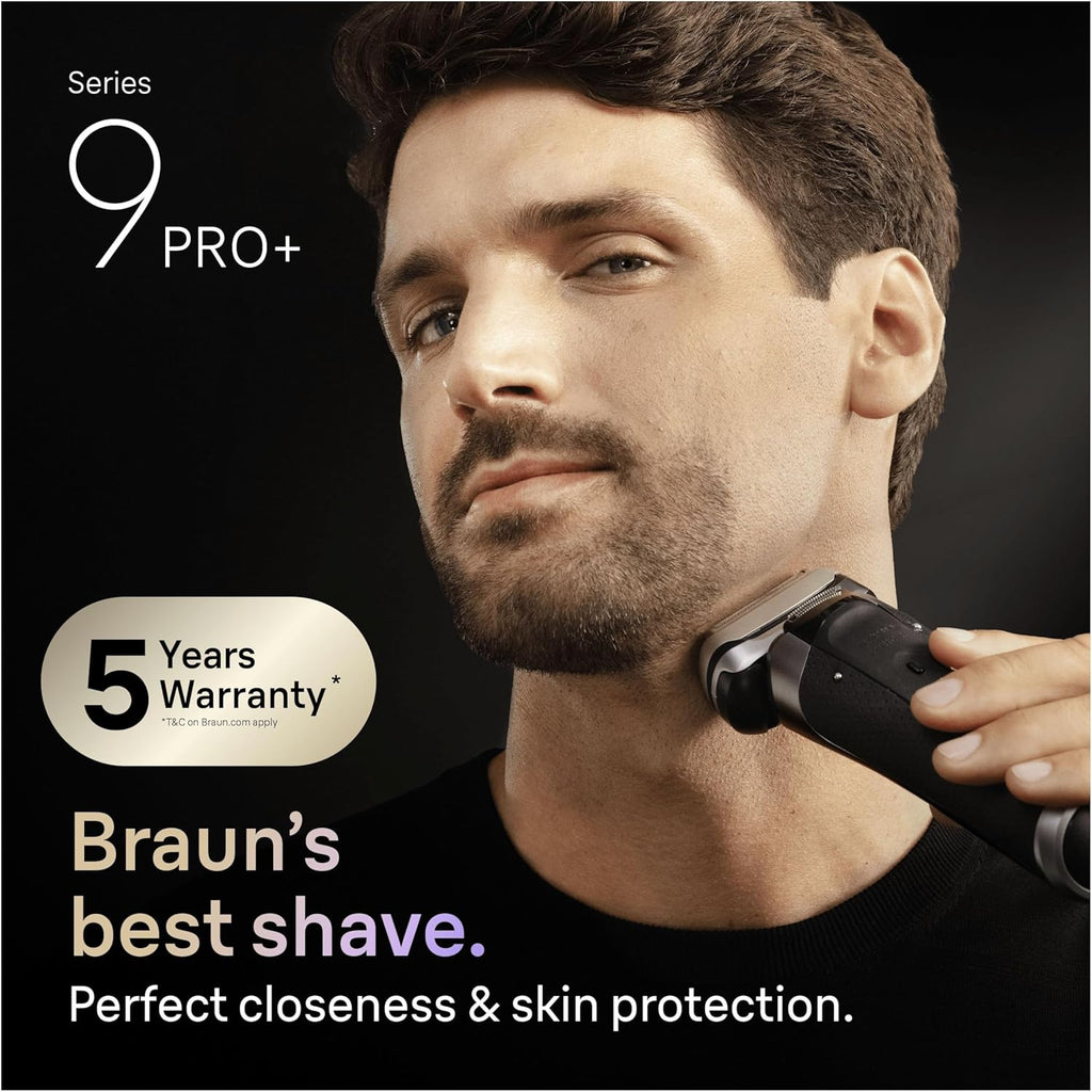 Braun Series 9 PRO+ Electric Shaver for Men, 9665CCE, Graphite - Wet & Dry Electric Razor, 5+1 Ultra Thin Precision Blades, Pro SensoAdapt Technology, 6in1 SmartCare Center, 60 min Runtime
