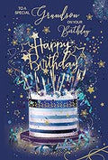 Luxury Grandson Birthday Card Greeting Card -Cake Design From The Grayson Range - Gold Foil Finish and Gold Envelope …