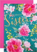 Hallmark Birthday Card for Sister, Classic Floral Design, Green, Pink