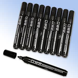 10 Black Permanent Bullet Tip Marker Pens