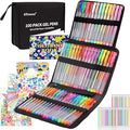 Efimeso 100 Pack Gel Pens Set 50 Glitter Gel Pens with 50 Refills in Zipper Case for Adult Colouring Books, Writing Drawing with Glitter Metallic Neon Pastel Swirl Colours