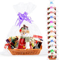 12Pcs Large Cellophane Bags with Pull Bows, AGOBUHE 20.5 x 27.6 Inches Cellophane Wrap for Hampers, Cellophane Wrap bags for Hamper Making Easter Father's Day Gift Presents Packaging