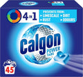 Calgon 4-in-1 Washing Machine Cleaner and Water Softener Tablets, 45 Count | Removes Limescale, Residue, Dirt, Rust & Malodours | Deep Clean | L Pack Size
