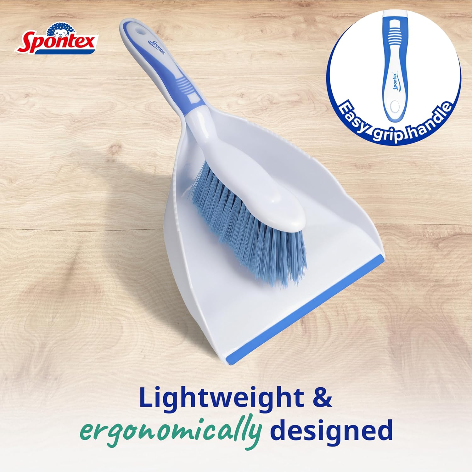 Spontex Dustpan & Brush Set, Large Capacity, Durable Bristles, Lightweight
