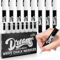 The Glowhouse White Liquid Chalk Markers, 8 Pack, Erasable, Non-Toxic, Water Based Chalkboard Markers with Reversible Tip for Kids & Adults, Perfect for Glass, Mirrors, and Signs