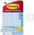 Command Clear Decorating Clips, Value Pack of 60 Transparent Clips and 68 Small Adhesive Strips - Little Hooks for Decorations and Fairy Lights - Damage Free Hanging - Packaging May Vary