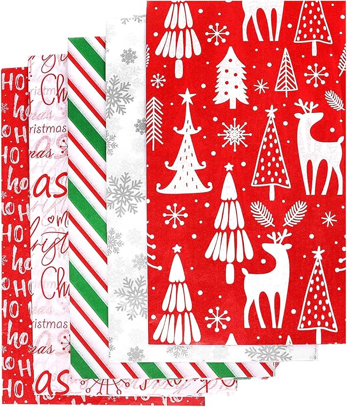 JOFONY Christmas Tissue Paper, 100pcs 30x35cm DIY Gift Wrapping Decorations for Christmas Party Supplies