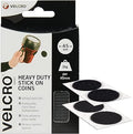 VELCRO Brand, Heavy Duty Stick on Coins, Industrial Strength Hook & Loop Self Adhesive Sticky Coins Perfect for Room Décor & Home, Office, Garage Use, Black, 45mm x 45mm, Set of 6