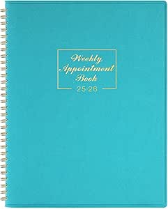 Appointment Diary 2025 - Diary 2025 from Jan. 2025 to Dec. 2025, A4 Week to View Appointment Book 2025 in 15 Minutes with Times, Soft Leather Cover, 21.8 x 29 cm - Lake Green