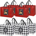 YANGTE 8 Pack Extra Large Christmas Gift Bags Christmas Tote Bags with Handle, Non-Woven Christmas Bags for Gifts Wrapping Xmas Holiday,16.9 * 12.6 * 6.8''
