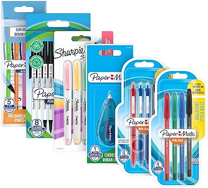 Paper Mate & Sharpie Pens Set | Stationery Supplies | Ballpoint PensHighlightersMechanical Pencils & Correction Tape | Perfect for School & Office | 26 Count