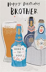 UK Greetings Happy Birthday Brother Beers Birthday Greetings Card, Multi, 133mm x 210mm