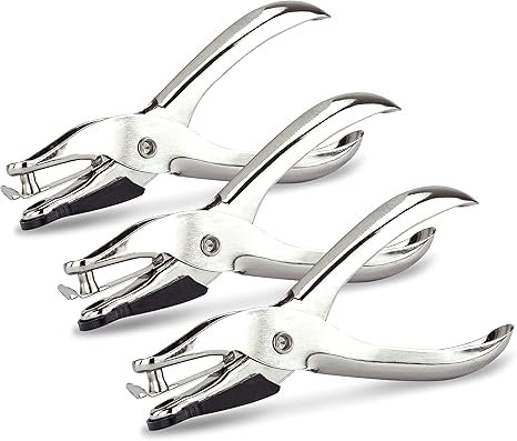 Rapesco 1739 Business Pack: 3 x Single Hole Paper Punch Model 25, 10 Sheet Capacity, Silver