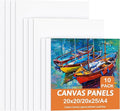 Canvas for Painting, Set of 10 Canvas Panels - 20x20cm, 20x25cm, A4(21x29.7cm), Cotton Acid-Free Blank Painting Canvases for Art, Acrylic, Oil, Watercolor Paint