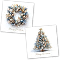 Charity Christmas Cards Pack of 10. Each Christmas Card Pack Contains 2 Wreath & Tree Designs. Ecofriendly and UK Made. Verse Inside. 150x150mm Card Size.