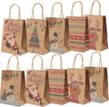 OWill 10 Pcs Christmas G-ift Bags, 5 Style Xmas Gift Bags with Handles,Christmas Small Gift Bags,Xmas Bags for Presents, Party Decorations-150×80×210mm