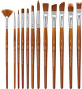H&S Art Paint Brush Set – for Acrylic, Oil & Watercolour – Professional Flat & Round – Pack of 12 for Artists - Paint Brushes