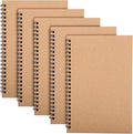 Yafe 5 Packs Spiral Notepad A5, Kraft Cover Wirebound Notebooks Bulk Journals, 8.3 * 5.5 inch 120 Pages 60 Sheets Lined Notebook for Business Office School Travel