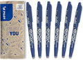 PILOT - FriXion Ball Erasable Pen - 0.7mm Tip Rollerball - 6 x Blue Pens
