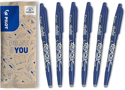 PILOT - FriXion Ball Erasable Pen - 0.7mm Tip Rollerball - 6 x Blue Pens