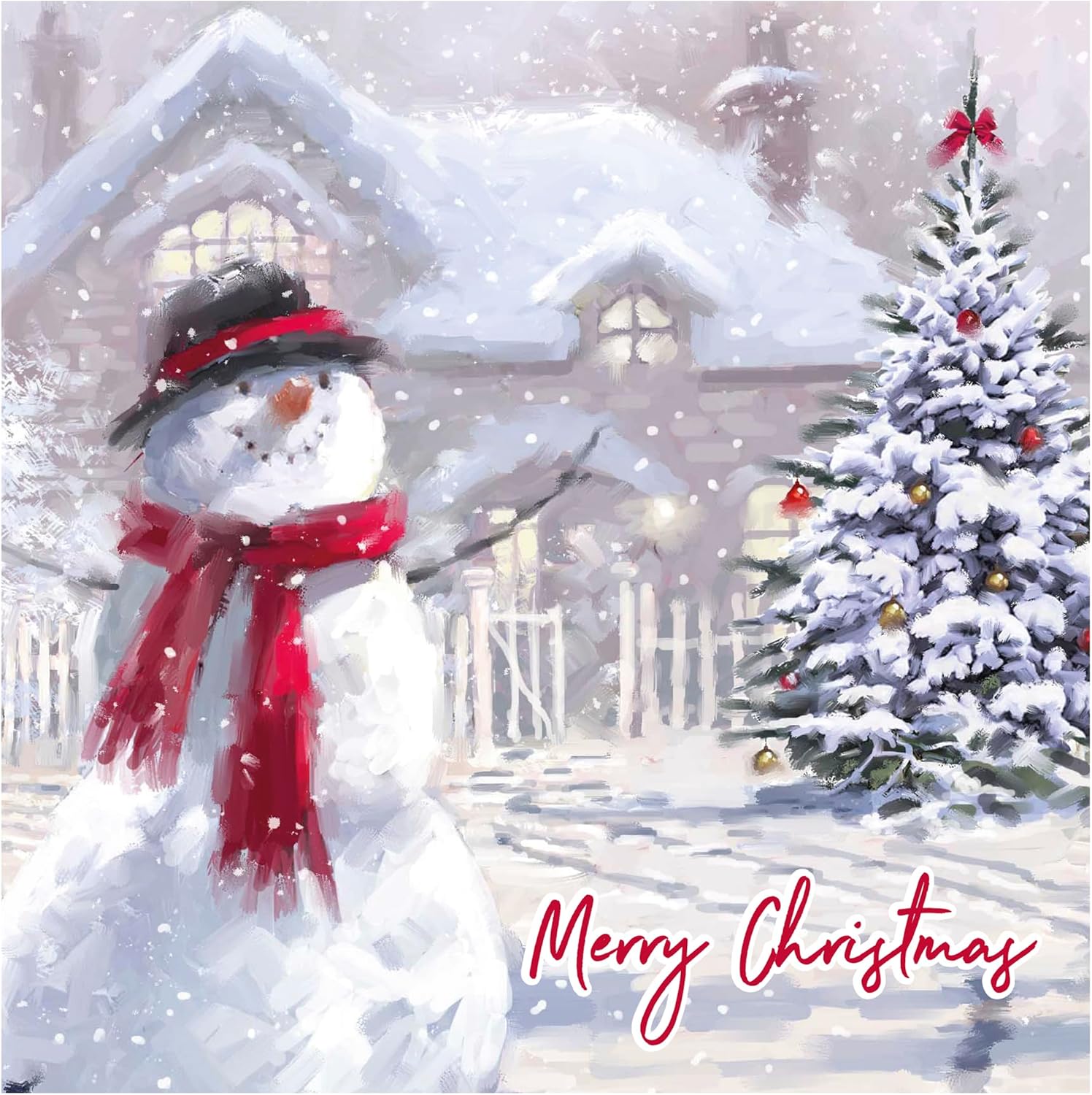Eurowrap Pack of 12 Assorted Christmas Cards Xmas Traditional Snowman and Robin, 2 Designs Merry Christmas and Christmas Wishes Eco Friendly Packaging 100% Recyclable