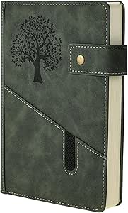 Thboxes Thick A5 Journal Notebook Lined, 360 Pages Hardcover Leather Journal for Women Men Diary Notebook, 100GSM Paper, for Work Office School, 5.7" X 8.5", Dark Green