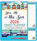 2026 Family Organiser Calendar Wall Planner With Memo Pad, Pen & Shopping List - You Me And The Sea - Monthly Five Columns