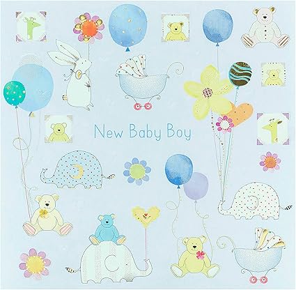 UK Greetings | New Baby Boy Card | Newborn Gifts | For New Parents | Teddy Bear Design | With Envelope | 165 x 165 mm
