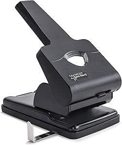 Rapesco 1631 Germ-Savvy Antibacterial HD865-P Heavy Duty 2-Hole Punch, Black
