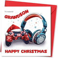 Christmas Card for Grandson. Gamer Design. Verse Inside. 150x150mm Card Size. Ecofriendly and Made in U.K.