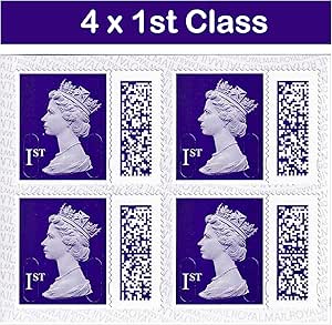 1st Class Stamps (4 Pack Book) | QR Barcoded Self Adhesive Postage Stamps for Standard Mail