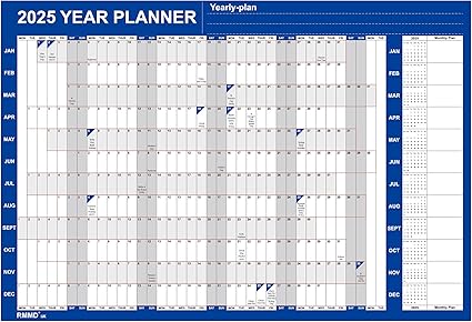 2025 Wall Planner - A1 Size 85 x 58CM 2025 Wall Calendar from Jan. 2025 to Dec. 2025,Thick Paper 2025 Year Wall Calendar for Family Home Office Organiser Planner (2025Blue)