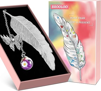 Feather Metal Bookmarks Gifts for Women: Stocking Fillers Womenn Teenage Girls Her Ladies Gifts for Christmas, Gift for Teacher Mum Wife Christmas Present, Butterfly Stationery Gift for Book Lovers