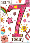 Sensations / Xpress Yourself Express Yourself Birthday Card for Age 7 Girl - Includes Envelope,19 x 13.3 cm