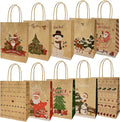 Christmas Kraft Gift Bags, 10Pcs Gift-Bags for Presents Style Xmas gift bag with Handles for Christmas Party Wrapping Xmas Gift Packing Festival Party Supplies