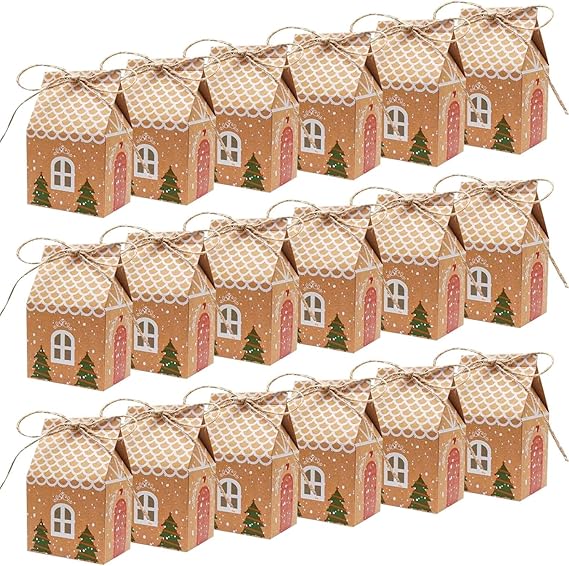 woric 24 PCS Small Gift Boxes Christmas, Kraft Gift Box Candy Boxes Christmas Favours for Table for Advent Calendar DIY Decorations