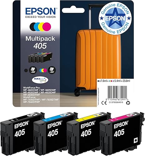Epson 405 Suitcase Genuine Multipack, 4-colours Ink Cartridges, DURABrite Ultra Ink