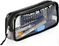 Clear Pencil Case Black | 22x4x9 cm Stylish, Practical and Transparent Pencil Case | Versatile Storage for Stationery, Toiletries, Makeup, Travel & Office Supplies