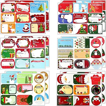 108 PCS Christmas Labels Stickers Christmas Name Gift Labels Xmas Present Gift Tags Stickers Self-Adhesive Xmas Stickers for Cards Envelope